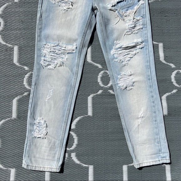 One Teaspoon Awesome Baggies Low Waist Relaxed Tapered Distressed Jeans - Picture 4 of 16